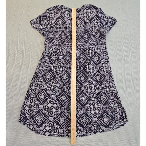 Kate and Sam Midi Dress Navy White Button Up Elastic Waist  Size Medium EUC LN - Picture 13 of 16